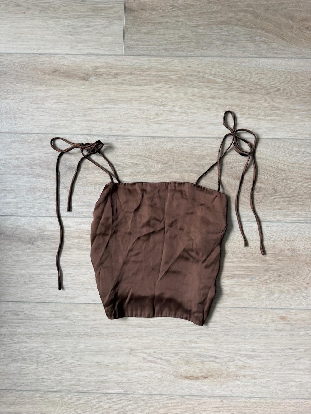 Urban Outfitters Silky Brown Tie-Strap Women's Crop Top